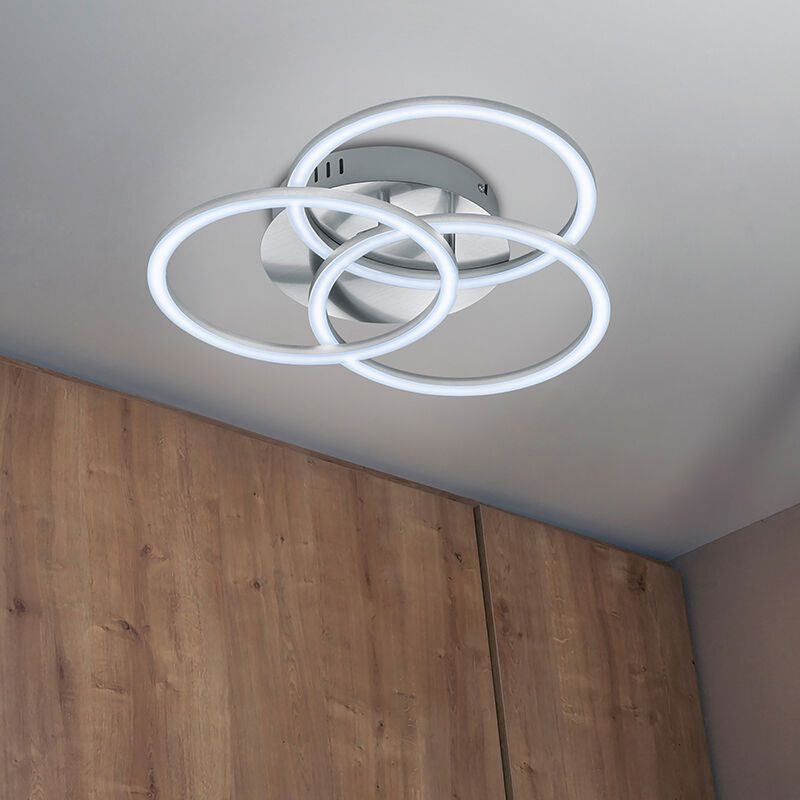 Niklová stropná lampa moderná, Kobus, 27 W, LED nastaviteľný od teplej po studenú bielu, s diaľkovým ovládačom