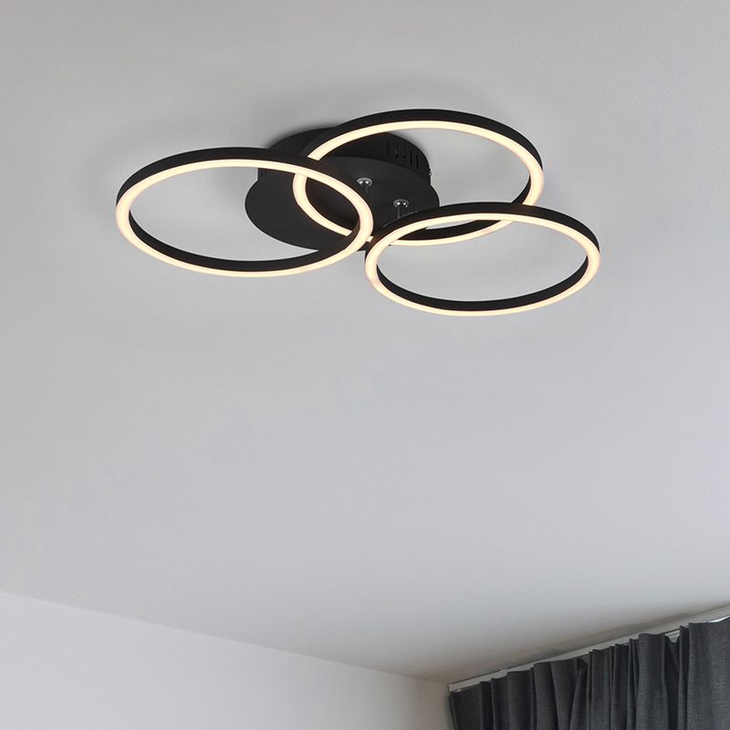 Čierna stropná lampa moderná, Kobus, 27 W, LED nastaviteľný od teplej po studenú bielu, s diaľkovým ovládačom