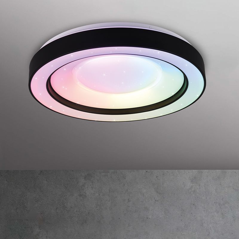 Čierna stropná lampa moderná, Navin, 22 W, LED RGBW, s diaľkovým ovládačom
