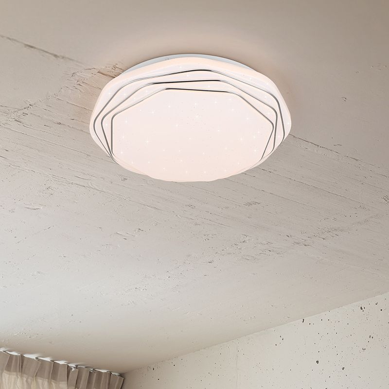 Biela stropná lampa moderná, Ouafa, 22 W, LED nastaviteľný od teplej po studenú bielu, s diaľkovým ovládačom