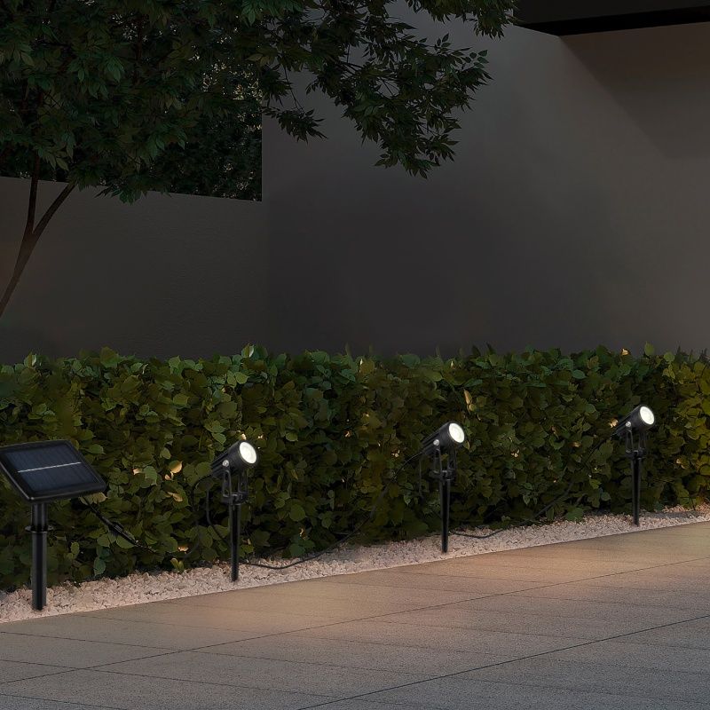 Čierne solárne zapichovacie svietidlo hliníkové, Mijke, 0,5 W, LED 4000 K, IP44