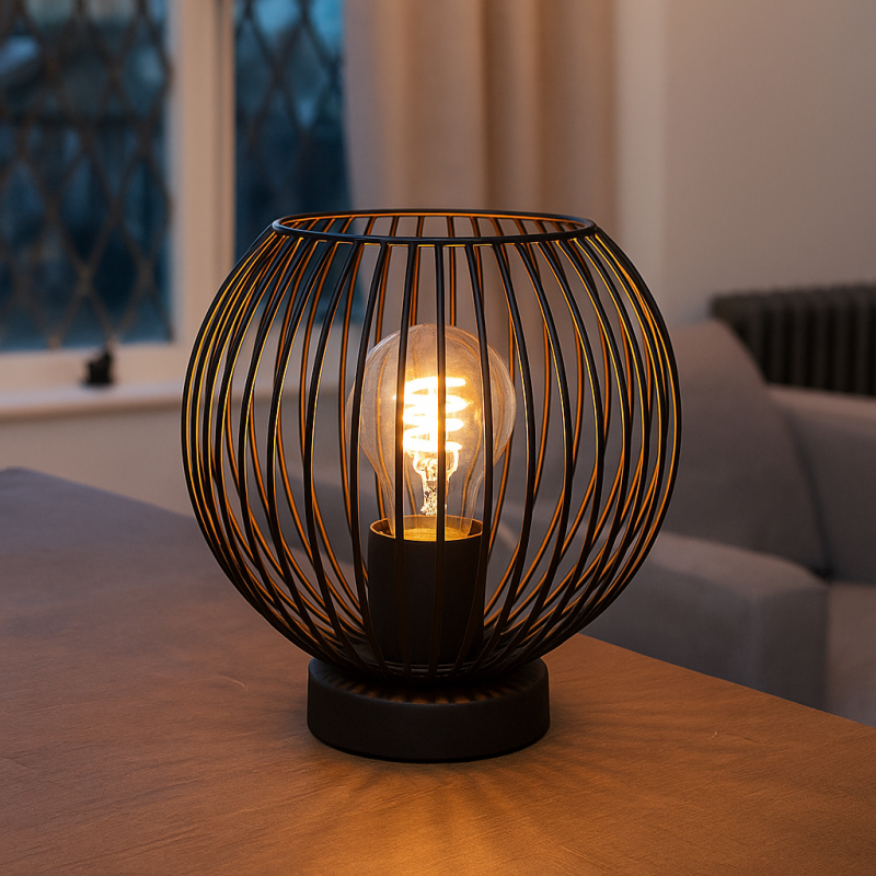 Industriálna stolová lampa čierna, Wiro, s vypínačom