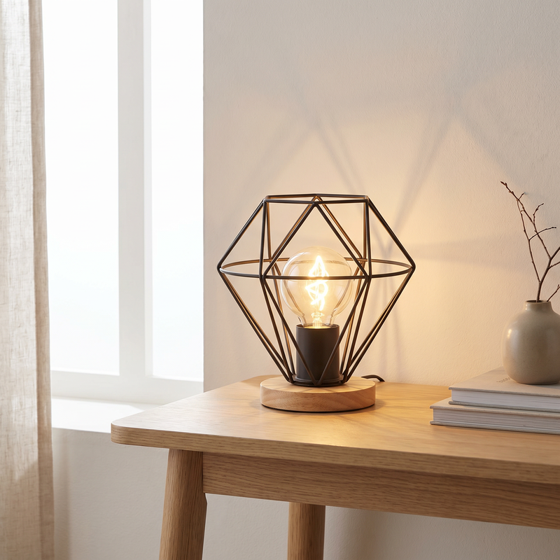 Industriálna stolová lampa čierna, Jochem, s vypínačom