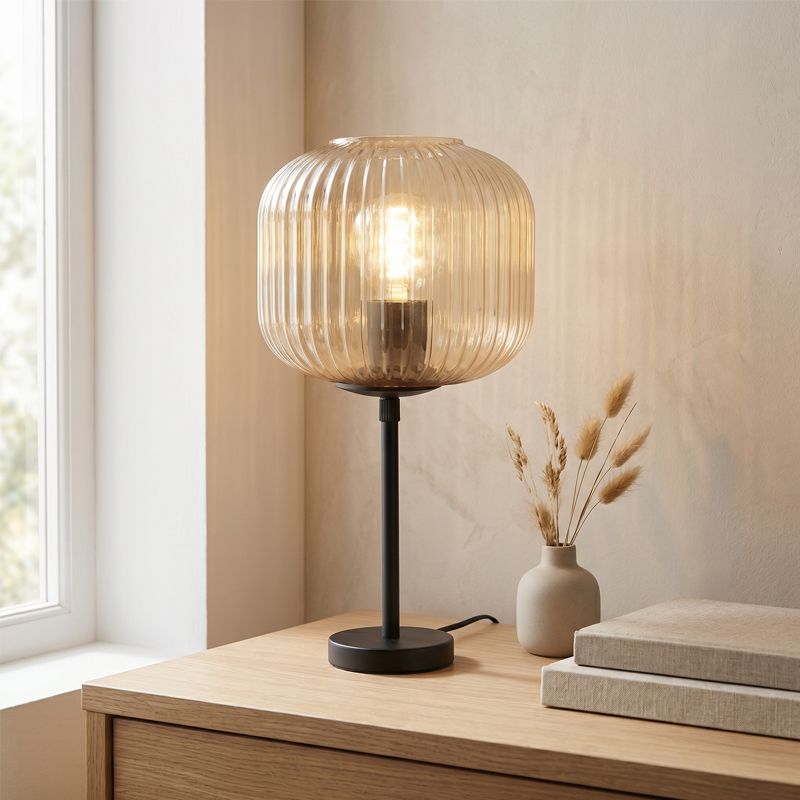 Dizajnová stolová lampa jantárová, Charlois, s vypínačom Dizajnová stolová lampa jantárová, Charlois, s vypínačom