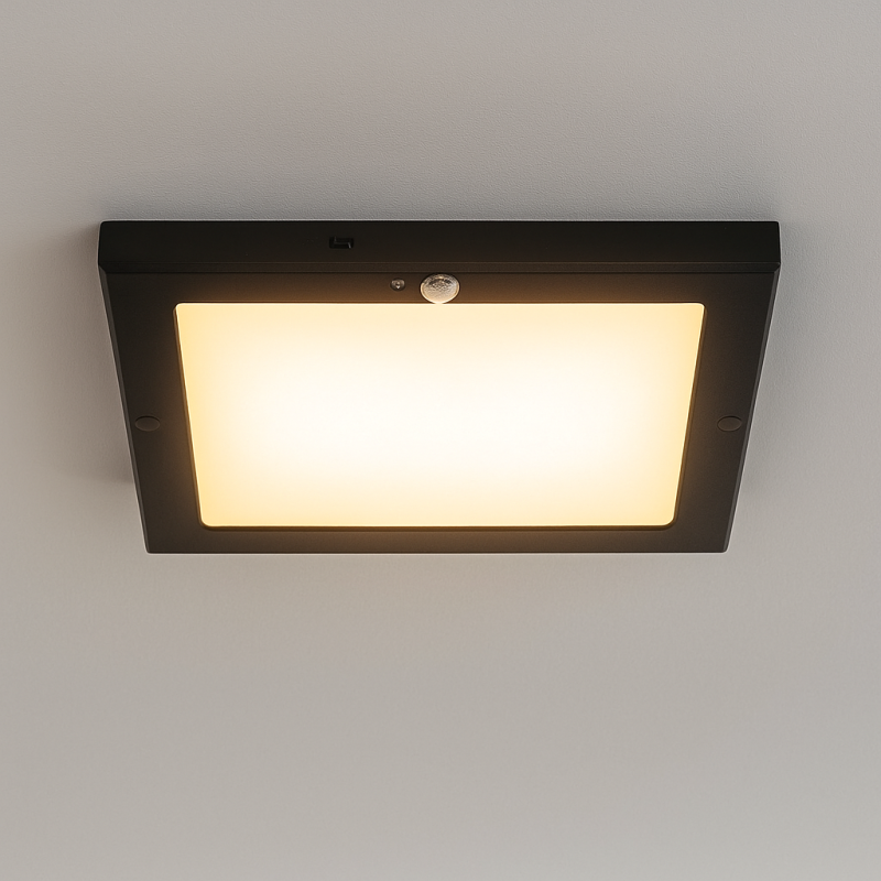 Plastové stropné svietidlo so senzorom čierne, Luan, 18 W, LED 3000 K Plastové stropné svietidlo so senzorom čierne, Luan, 18 W, LED 3000 K