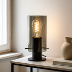 Dizajnová stolová lampa sivá, Dilaram, s vypínačom