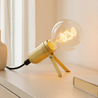 Kovová stolová lampa zlatá, Gidon, s vypínačom