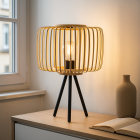 Bambusová stolová lampa hnedá, Tina, s vypínačom