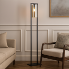 Industriálna stojaca lampa čierna, Tonia, s vypínačom