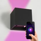 Moderné smart nástenné svietidlo čierne, Dion, 6 W, LED RGBW, IP54