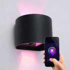 Moderné smart nástenné svietidlo čierne, Dion, 6 W, LED RGBW, IP54