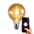 Inteligentná LED žiarovka E27 Olucia George, jantárová, G95, 5W, stmievateľná až teplá