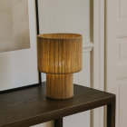 Japandi stolová lampa hnedá, Sanny, s vypínačom
