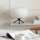 Japandi stolová lampa biela, Davide, s vypínačom