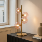 Dizajnová stolová lampa mosadzná, Remo, s vypínačom