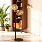 Moderná stojaca lampa jantárová, Caia, s vypínačom