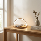 Plastová stolová lampa drevená, Erhan, 2 W, LED 3000 K, s vypínačom