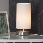 Textílná stolová lampa biela, Merinde, s vypínačom