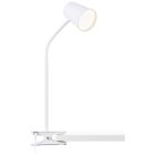 Plastová lampa na klip biela, Musab, 7 W, LED 3000 K, s 3-stupňovým stmievačom