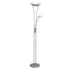 Sklenená stojaca lampa na čítanie chrómová, Ivan, 18 W, LED 3000 K, s vypínačom