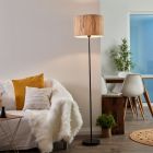 Rustikálna stojaca lampa béžová, Wenda, s vypínačom