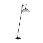 Oceľová industriálna stojaca lampa čierna, Ritish, s vypínačom