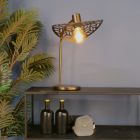 Oceľová vintage stolová lampa bronzová, Suraj, s vypínačom