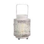Oceľová východná stolová lampa biela, Abdelrahman, s vypínačom