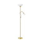 Plastová stojaca lampa na čítanie zlatá, Burgo, s vypínačom