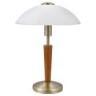 Drevená klasická stolová lampa bronzová, Miam, s dotykovým stmievačom