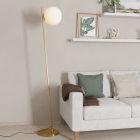 Sklenená moderná stojaca lampa mosadzná, Polly, s vypínačom