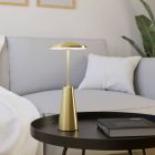 Oceľová moderná stolová lampa zlatá, Ishika, 2,8 W, LED white switch, IP54, s dotykovým stmievačom