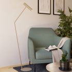 Oceľová moderná stojaca lampa béžová, Vahid, s vypínačom