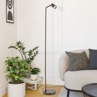 Oceľová moderná stojaca lampa bronzová, Rochdi, s vypínačom
