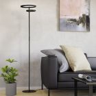 Plastová dizajnová stojaca lampa čierna, Corwin, 16 W, LED nastaviteľný od teplej po studenú bielu, s dotykovým stmievačom