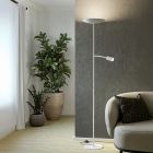 Oceľová moderná stojaca lampa biela, Crijn, 26,5 W, LED 2700 K, s dotykovým stmievačom