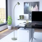 Oceľová moderná stojaca lampa zelená, Sahila, s vypínačom