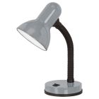 Plastová lampa na písací stôl strieborná, Sten, s vypínačom