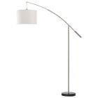 Textílná moderná oblúková lampa niklová, Ralph, s vypínačom