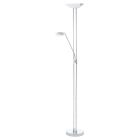 Sklenená dizajnová stojaca lampa na čítanie chrómová, Brava, 20 W, LED 3000 K, s vypínačom
