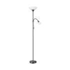 Plastová stojaca lampa na čítanie niklová, Burgo, s vypínačom