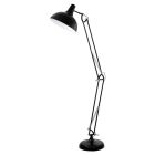 Kovová industriálna stojaca lampa čierna, Josha, s vypínačom