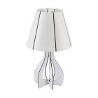 Drevená rustikálna stolová lampa biela, Bergama, s vypínačom