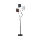 Textílná retro stojaca lampa čierna, Anabel, s vypínačom