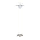 Oceľová dizajnová stojaca lampa biela, Lariana, s vypínačom