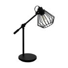 Oceľová industriálna stolová lampa čierna, Valentijn, s vypínačom