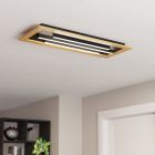 Hliníková dizajnová stropná lampa drevená, Kyllian, 9 W, LED nastaviteľný od teplej po studenú bielu, s 3-stupňovým stmievačom