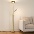 Moderná stojaca lampa na čítanie mosadzná, Salvador, 18 W, LED 3000 K, s vypínačom