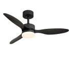 Čierny moderný stropný ventilátor kovový, Herre, 20W, nastaviteľný teplý až studený biely LED, s diaľkovým ovládaním