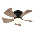 Hnedý moderný stropný ventilátor z plastu, Herwin, 10W, nastaviteľné LED svetlo z teplej až studenej bielej, s diaľkovým ovládaním